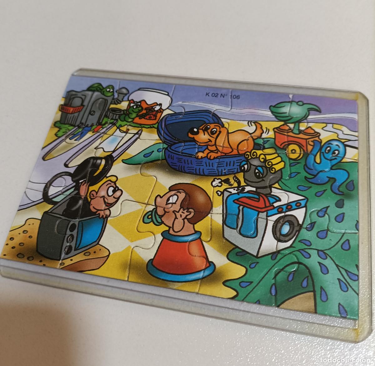 Figuras de goma Kinder: puzzle kinder antiguo funda puzle rompecabezas k02 02 106 bebe lavadora perro cesta