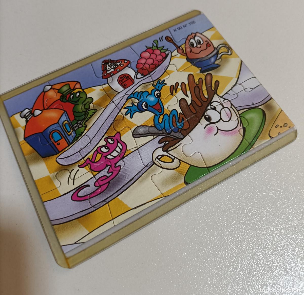 Figuras de goma Kinder: puzzle kinder antiguo funda puzle rompecabezas k02 02 105 taza cuchara fresa gusanito seta bpz papel