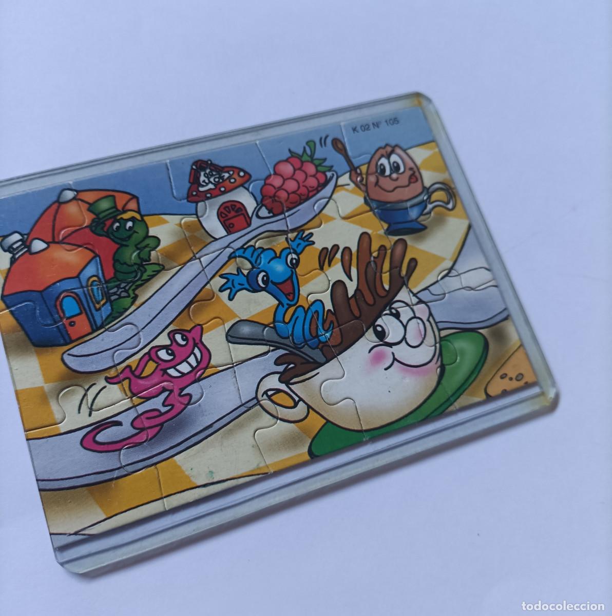 Figuras de goma Kinder: puzzle kinder antiguo funda puzle rompecabezas k02 02 105 taza cuchara fresa gusanito seta