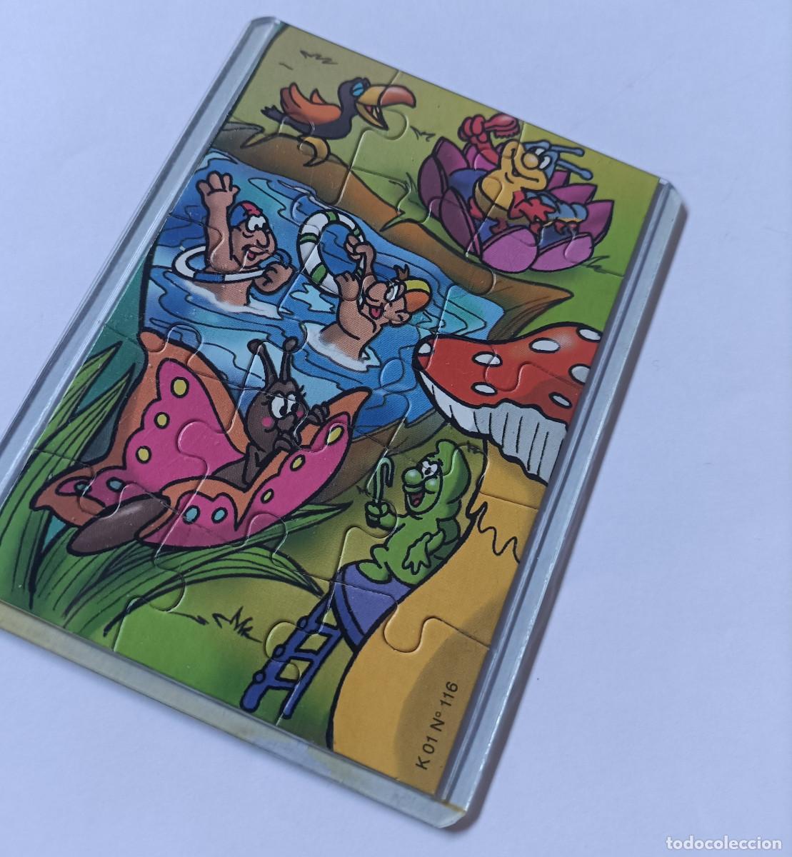 Figuras de goma Kinder: puzzle kinder antiguo funda puzle rompecabezas k01 116 mariposa seta gusano ba&ntilde;istas gusanito bpz