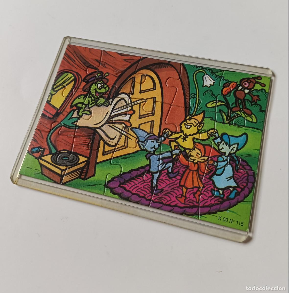 Figuras de goma Kinder: puzzle kinder antiguo funda puzle rompecabezas k00 115 duendes gramofono insecto bicho duendecillo