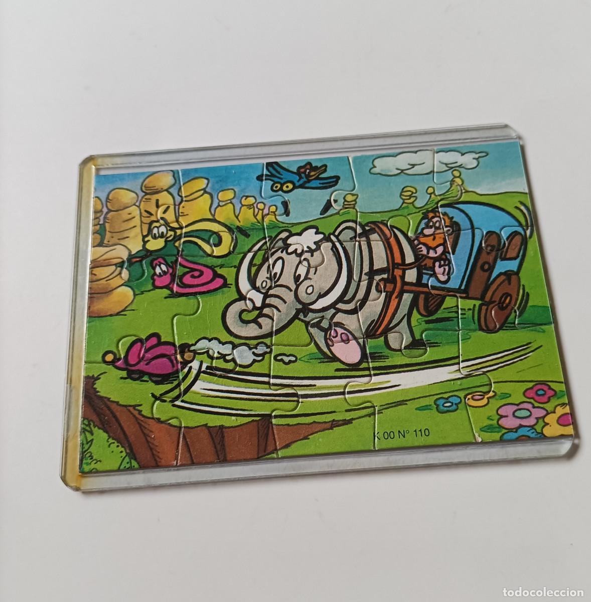Figuras de goma Kinder: puzzle kinder antiguo funda puzle rompecabezas k00 110 carro carruaje mamut serpientes