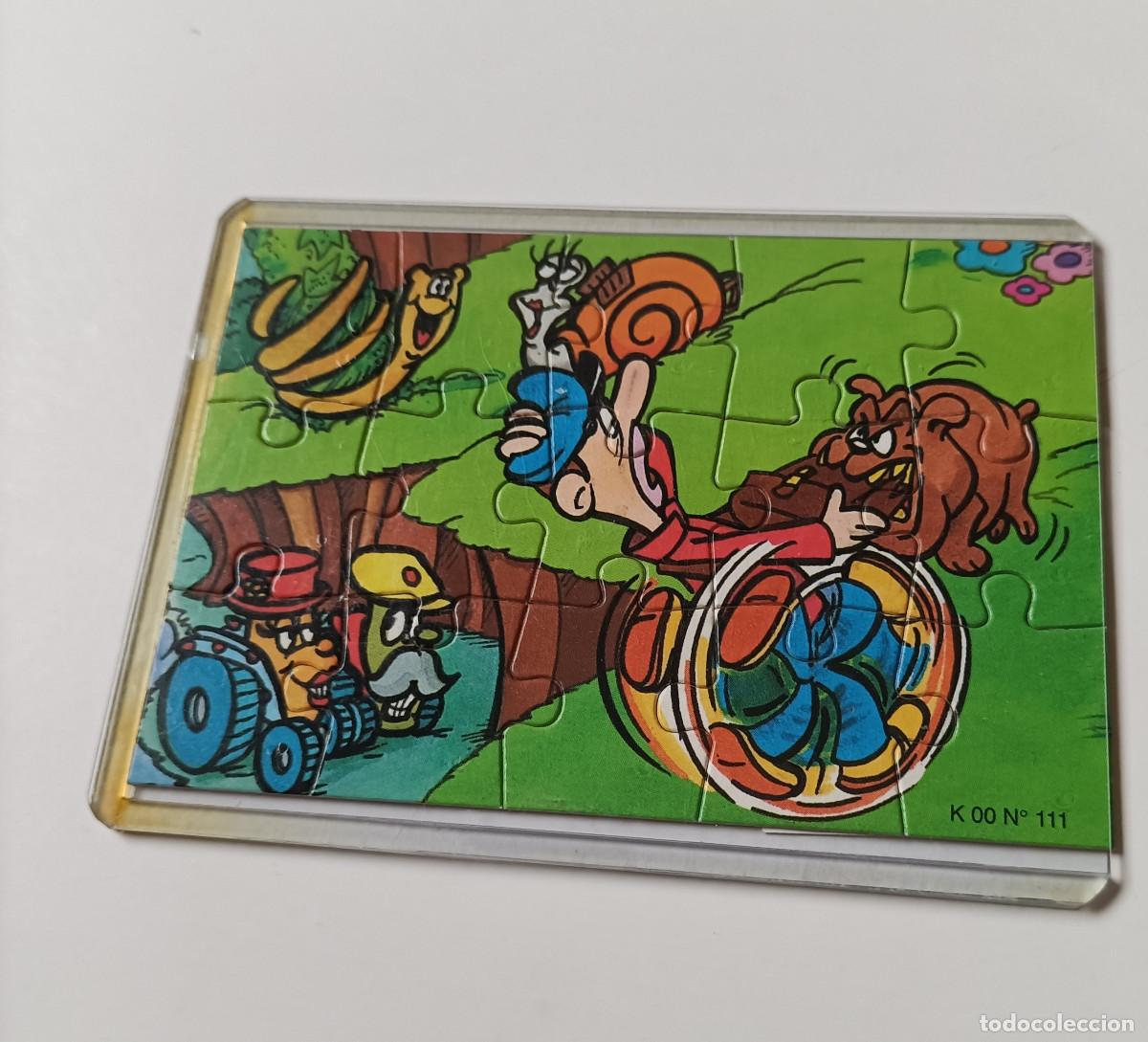 Figuras de goma Kinder: puzzle kinder antiguo funda puzle rompecabezas k00 111 tractor perro caracol