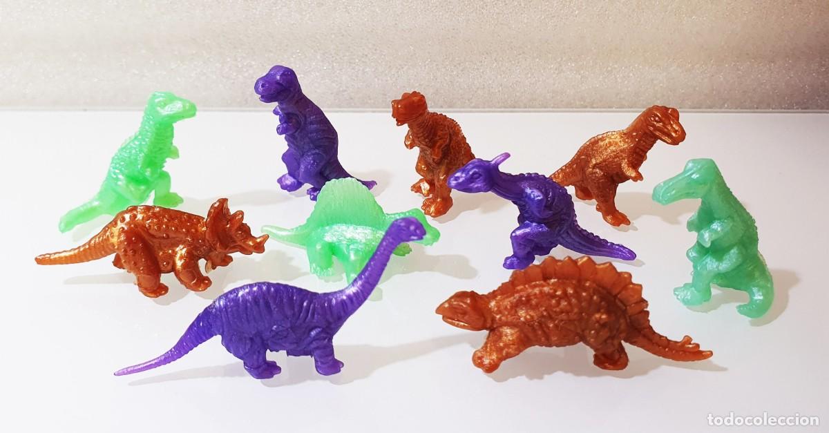 Figuras de goma y PVC: Colecci&oacute;n VTG ~ &rdquo;DINOSAURIOS&rdquo; ~ 10 Figuras Promocionales Dunkin Chiclets Bomky.
