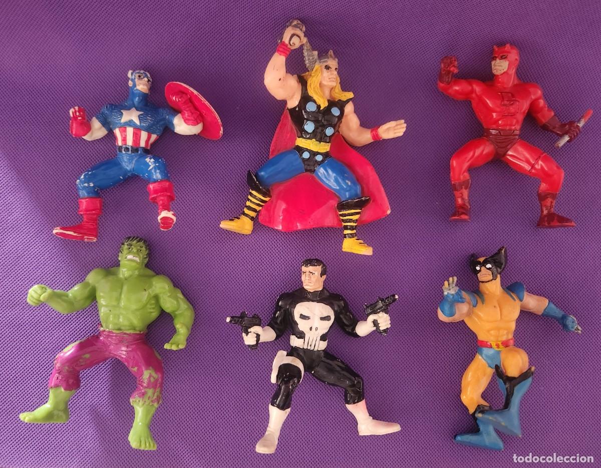 Rubber and PVC Figures: lote 6 figuras PVC SUPERHEROES MARVEL - YOLANDA - Thor Daredevil Hulk Cap America Punisher Wolverine