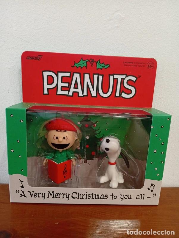 Figuras de goma y PVC: SET CHARLIE BROWN Y SNOOPY CAROLERS - PEANUTS CHRISTMAS SUPER7 (EN CAJA CON VENTANA)