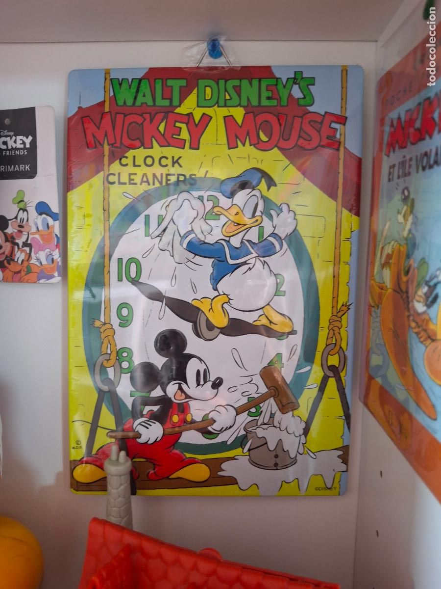 Figuras de goma y PVC: PLACA METALICA VINTAGE MICKEY MOUSE EL PATO DONALD
