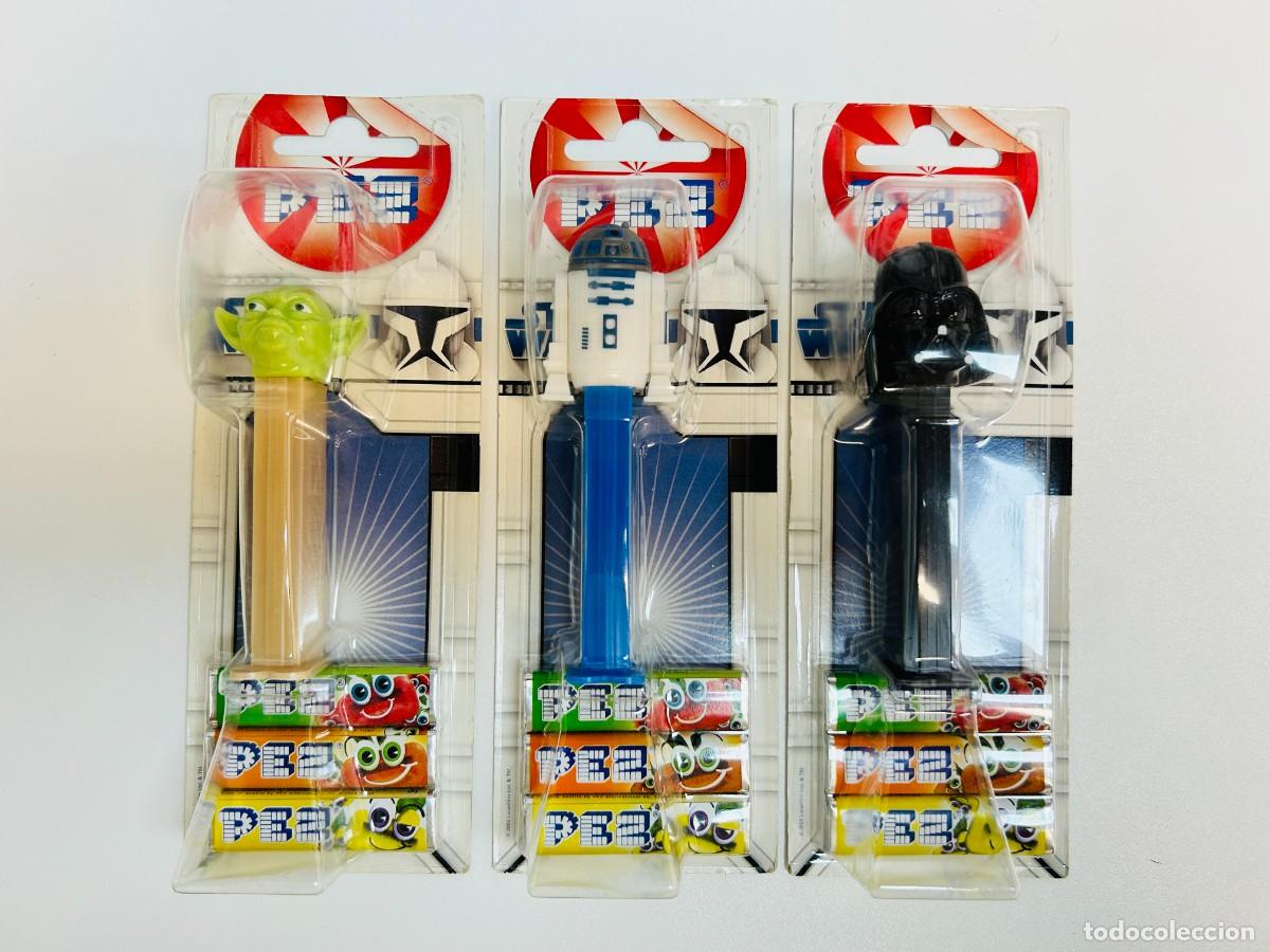 Figure di Gomma e PVC: Lote de 3 dispensadores de caramelos PEZ - Colecci&oacute;n Star Wars (Set: Yoda, R2-D2 y Darth Vader)