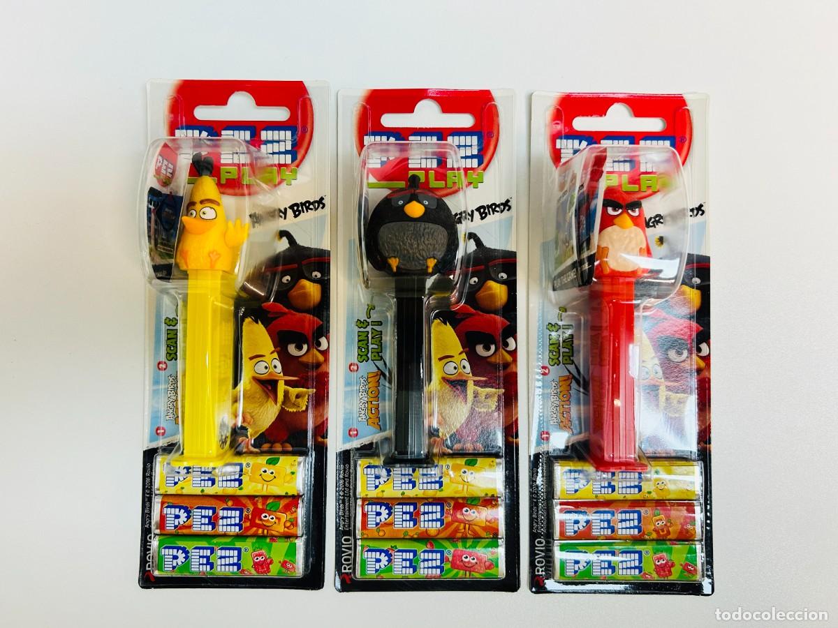 Figure di Gomma e PVC: Lote de 3 dispensadores de caramelos PEZ - Colecci&oacute;n Angry Birds PEZ PLAY / ACTION!