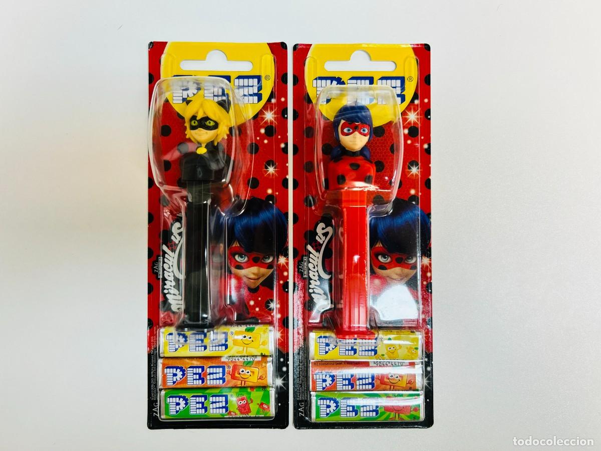 Figure di Gomma e PVC: Lote de 2 dispensadores de caramelos PEZ - Colecci&oacute;n Miraculous: Tales of Ladybug & Cat Noir