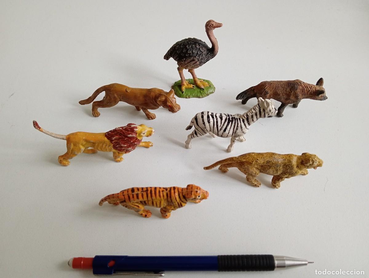 Figurines en Caoutchouc et PVC: 7 FIGURITAS DE GOMA ANIMALES FIERAS FINALES A&Ntilde;OS 50