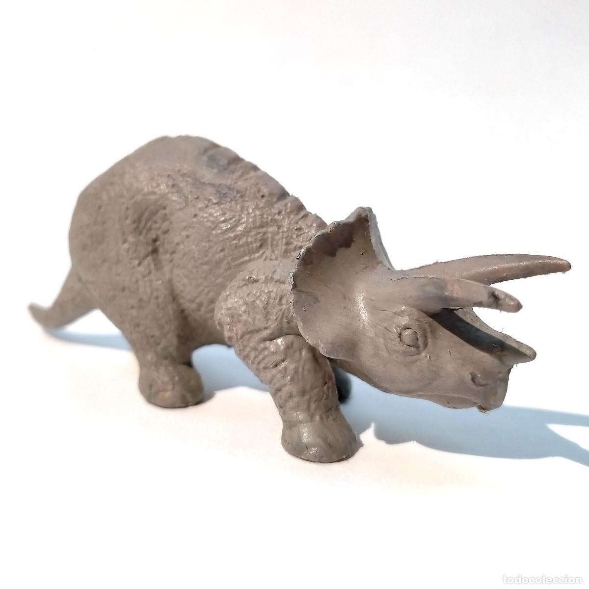 Gummi- und PVC-Figuren: Dinosaurio Marx vintage a&ntilde;os 50, EEUU, Triceratops