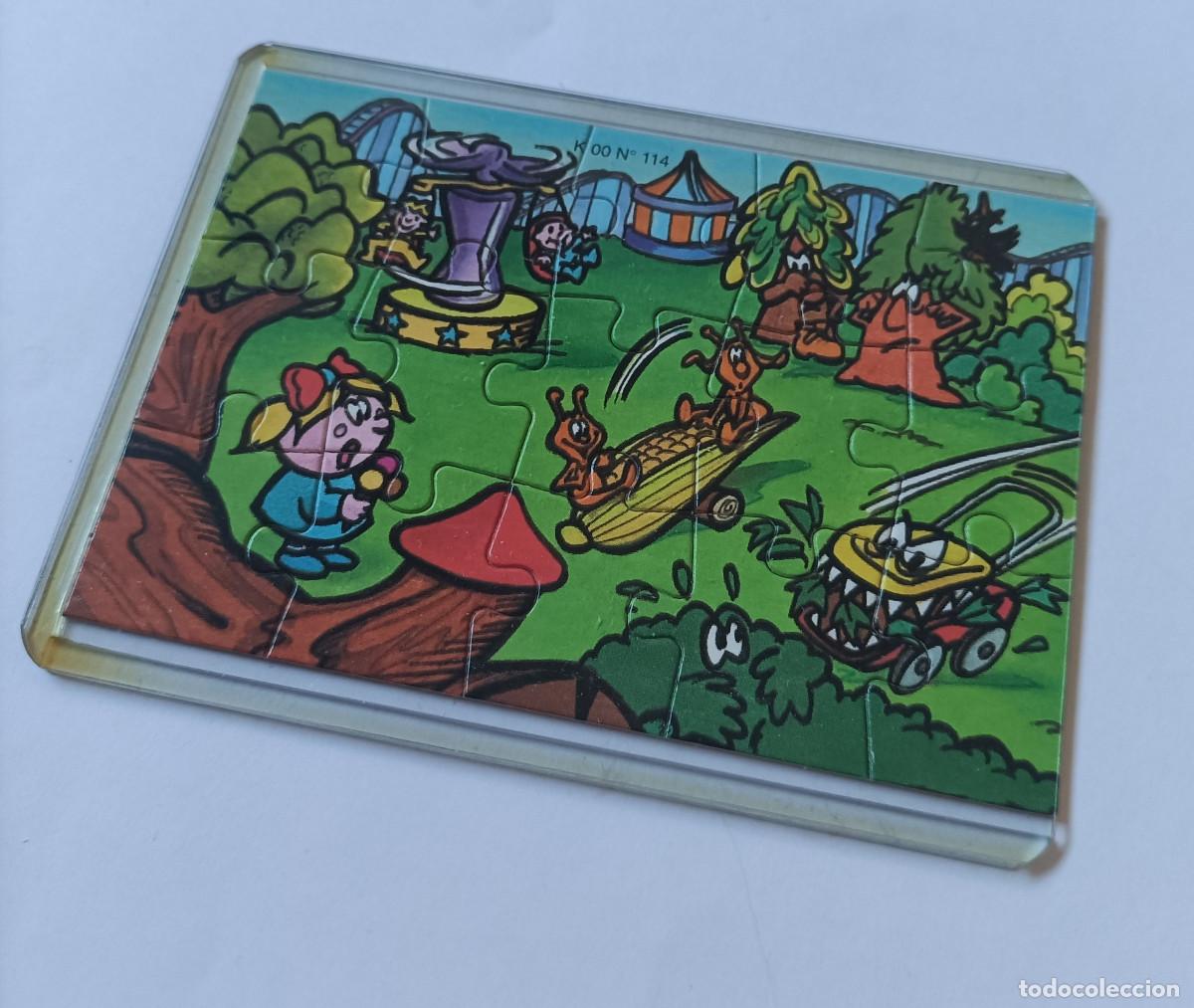 Figuras de goma Kinder: puzzle kinder antiguo puzle rompecabezas k00 00 114 helado tiovivo arboles mazorca bichos