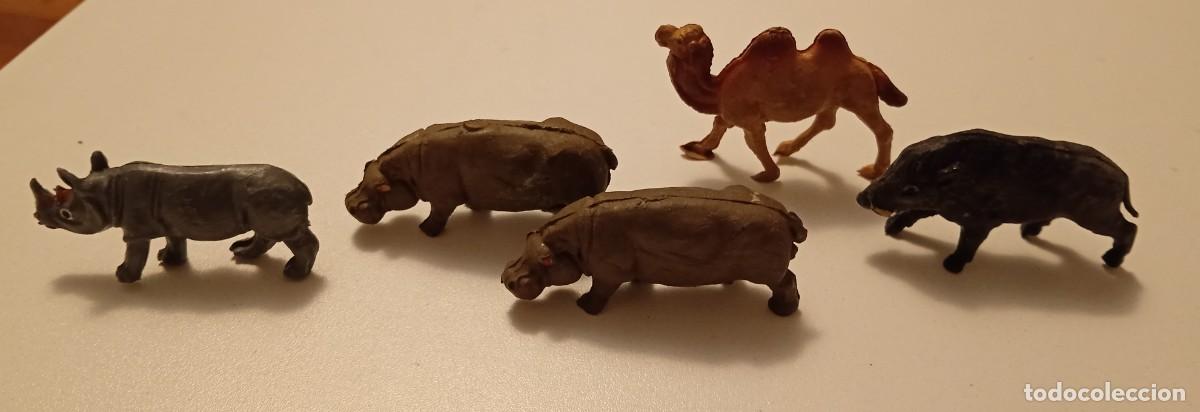 Figuras de goma y PVC: 5 FIGURITAS DE ANIMALES GOMA O PL&Aacute;STICO, PRINCIPIOS A&Ntilde;OS 60.