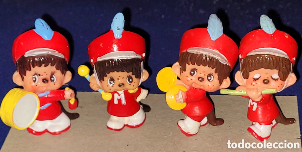 Gummi- und PVC-Figuren: Bonito lote completo 4 figuras pvc goma banda musical Monchhichi 1979 marca Sekiguchi