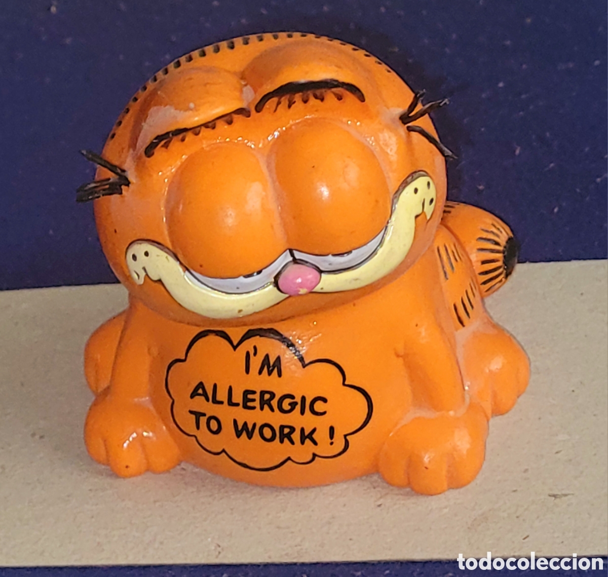 Figure di Gomma e PVC: MUY DIFICIL: Bonita MAXI figura pvc Garfield 'I'm allergic to work'' marca Bully a&ntilde;os 80