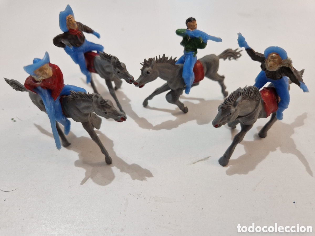 Figuras de goma y PVC: Antiguo Lote 8 figura goma pvc cowboy vaquero far west caballo comansi jecsan pech