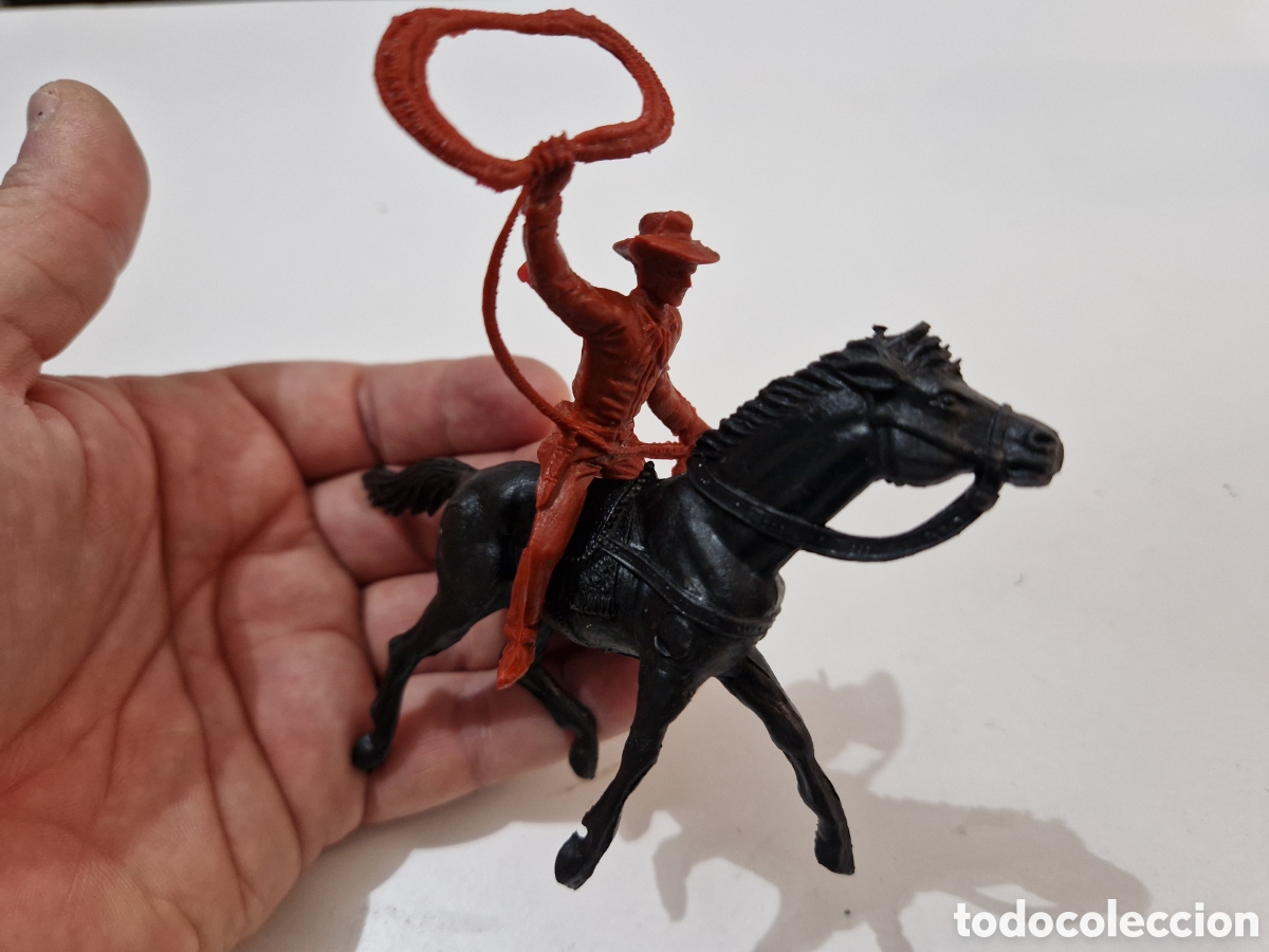 Figuras de goma y PVC: 2 figura goma pvc 6 cm cowboy vaquero far west caballo comansi jecsan pech
