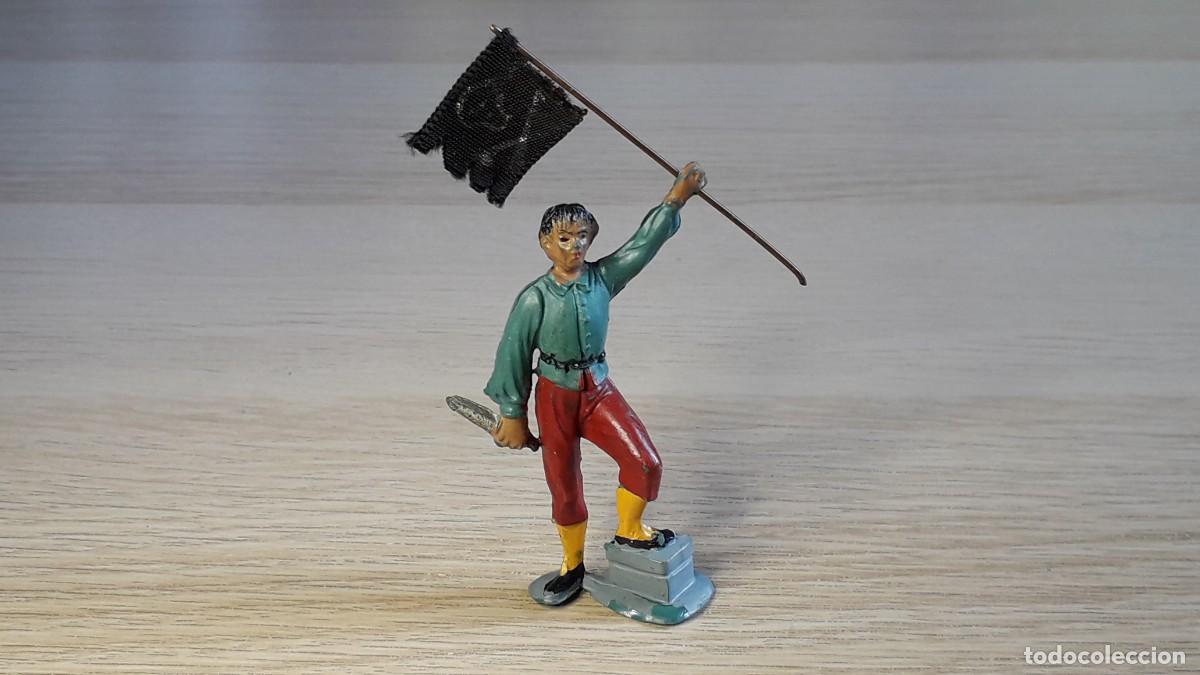 Figuras de goma y PVC: Pirata con bandera, goma, Pech made in Spain tipo Jecsan, original a&ntilde;os 50-60.