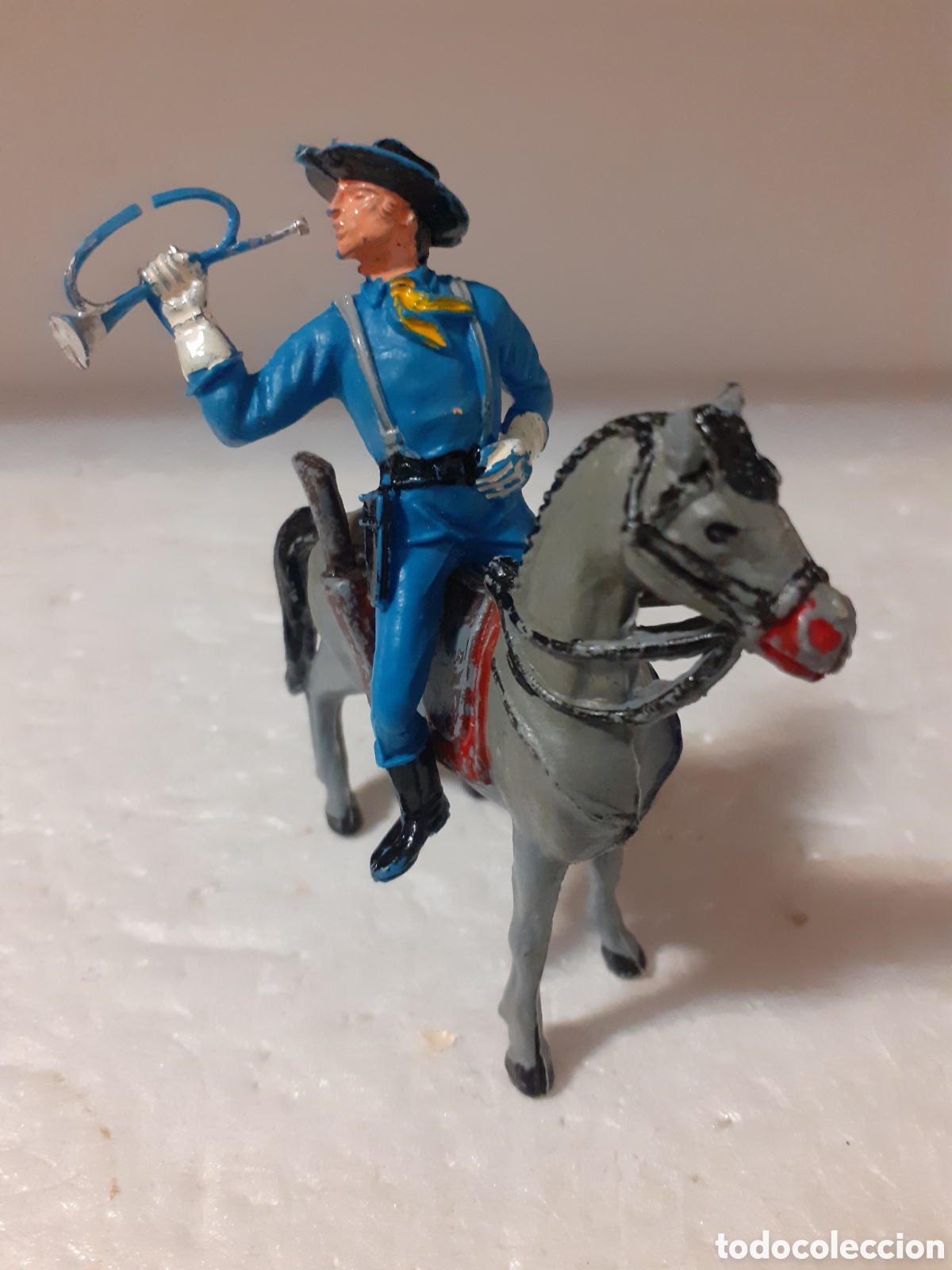 Figuras de Borracha e PVC: FIGURAS SOLDADO YANKEE NORDISTA CORNETA A CABALLO RARO PLASTICO PECH,REAMSA,JECSAN