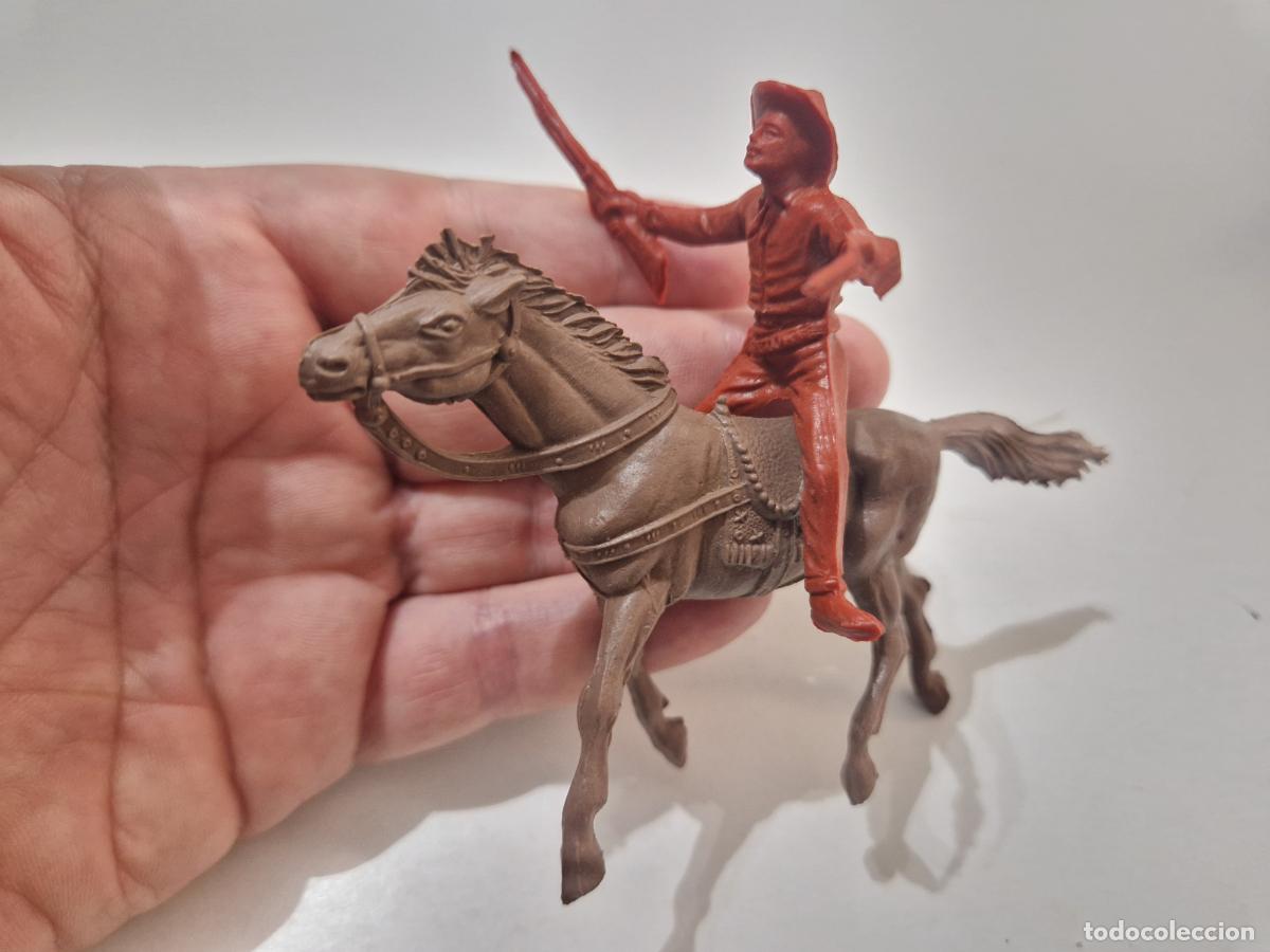 Figuras de goma y PVC: 2 figura goma pvc 6 cm cowboy vaquero far west caballo comansi jecsan pech