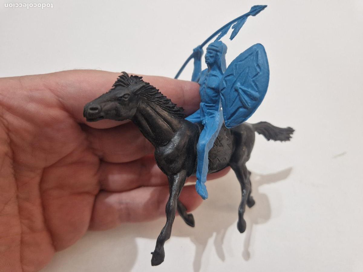 Figuras de goma y PVC: 2 figura goma pvc 6 cm indio comanche far west caballo comansi jecsan pech