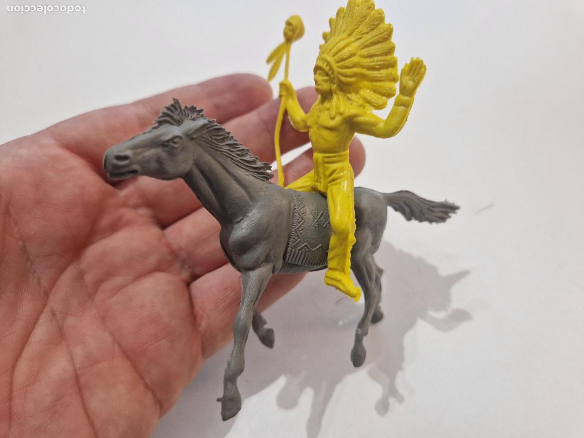 Rubber and PVC Figures: 2 figura goma pvc 6 cm jefe indio comanche apache far west caballo comansi jecsan pech