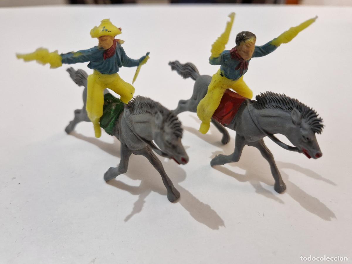 Figuras de goma y PVC: 4 figura goma pvc 4 cm cowboy vaquero buffalo bill far west caballo comansi jecsan pech
