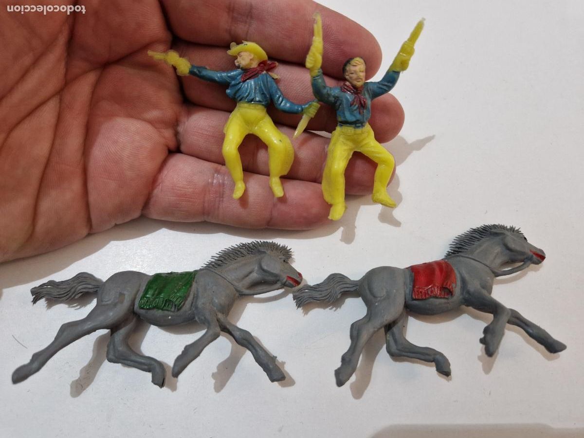 Rubber and PVC Figures: 4 figura goma pvc 4 cm cowboy vaquero buffalo bill far west caballo comansi jecsan pech