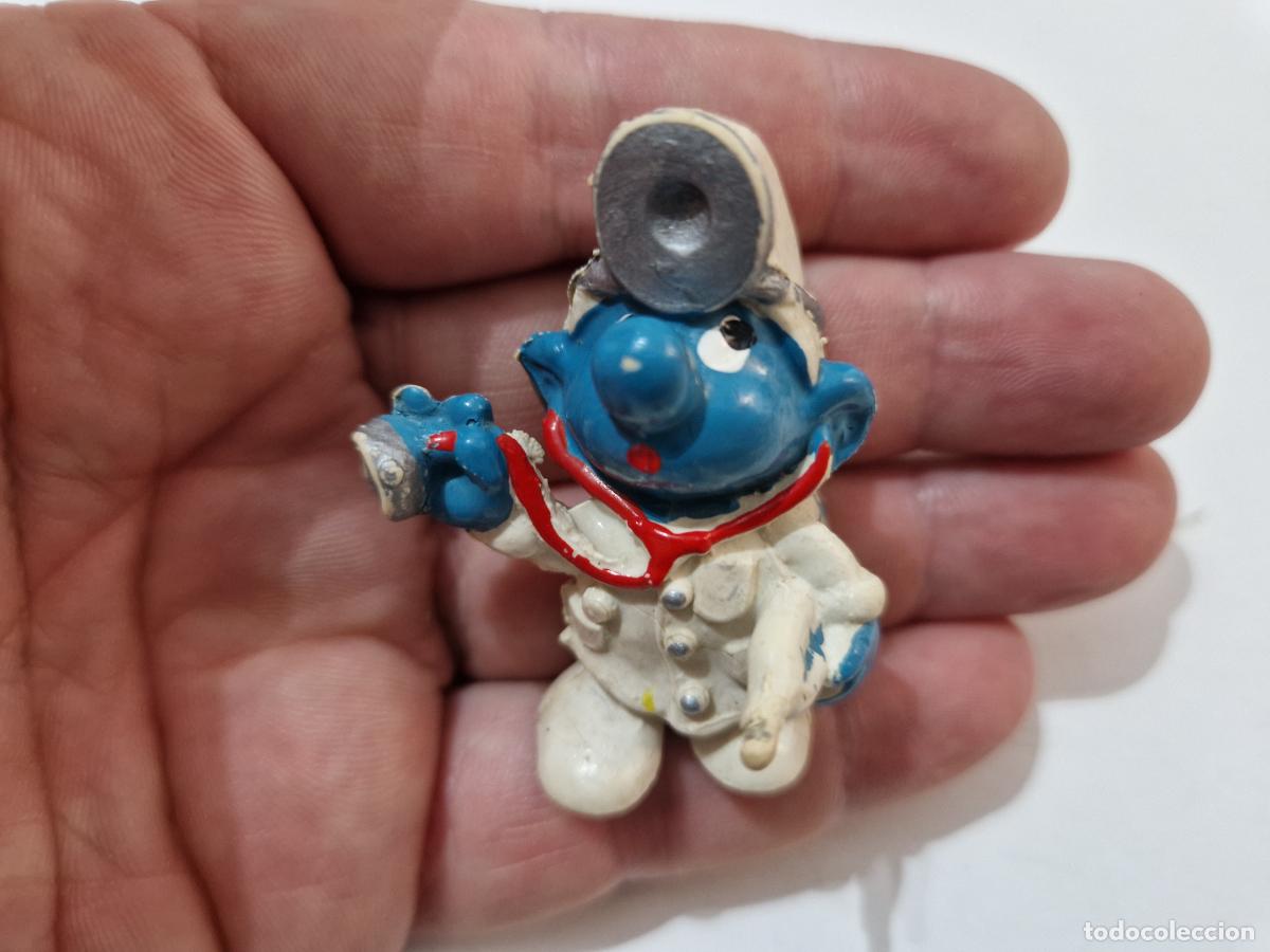 Figuras de goma y PVC: antigua figura de goma pitufo medico doctor peyo los pitufos smurf a&ntilde;os 90 bootleg no toxic