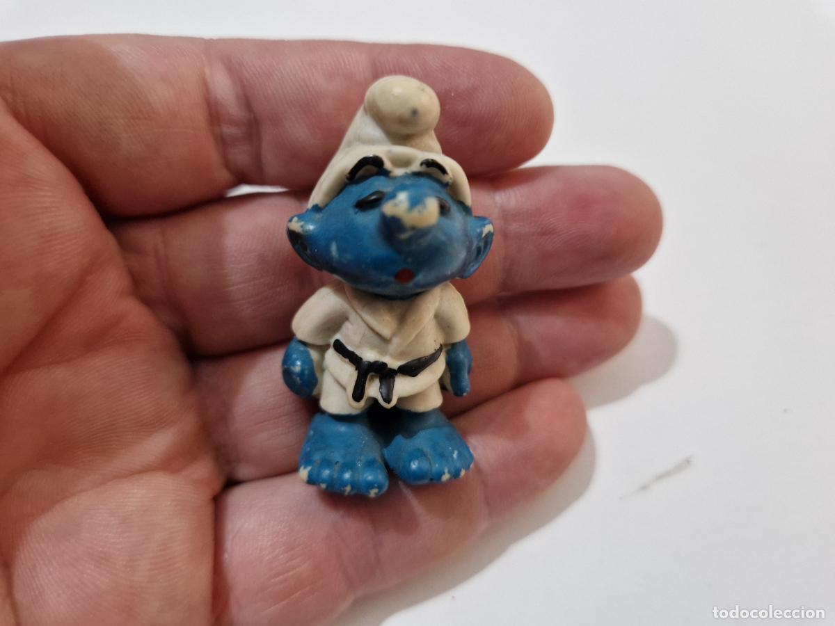 Figuras de goma y PVC: antigua figura de goma pitufo judoka karateka peyo los pitufos smurf a&ntilde;os 90 bootleg no toxic