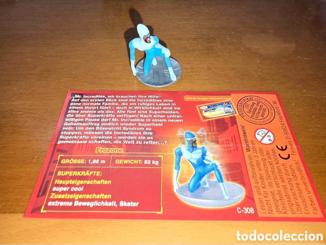 Figuras de goma Kinder: Figura kinder Los Incre&iacute;bles Frozono Hielo C-308 + bpz mu&ntilde;eco dibujos Disney