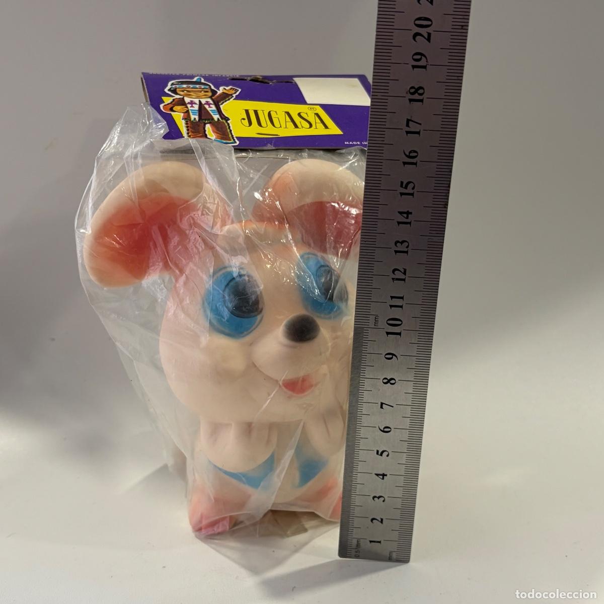 Figuras de goma y PVC: figura mu&ntilde;eco rat&oacute;n de goma ojos azules Jugasa a&ntilde;os 70 80 nuevo en bolsa original
