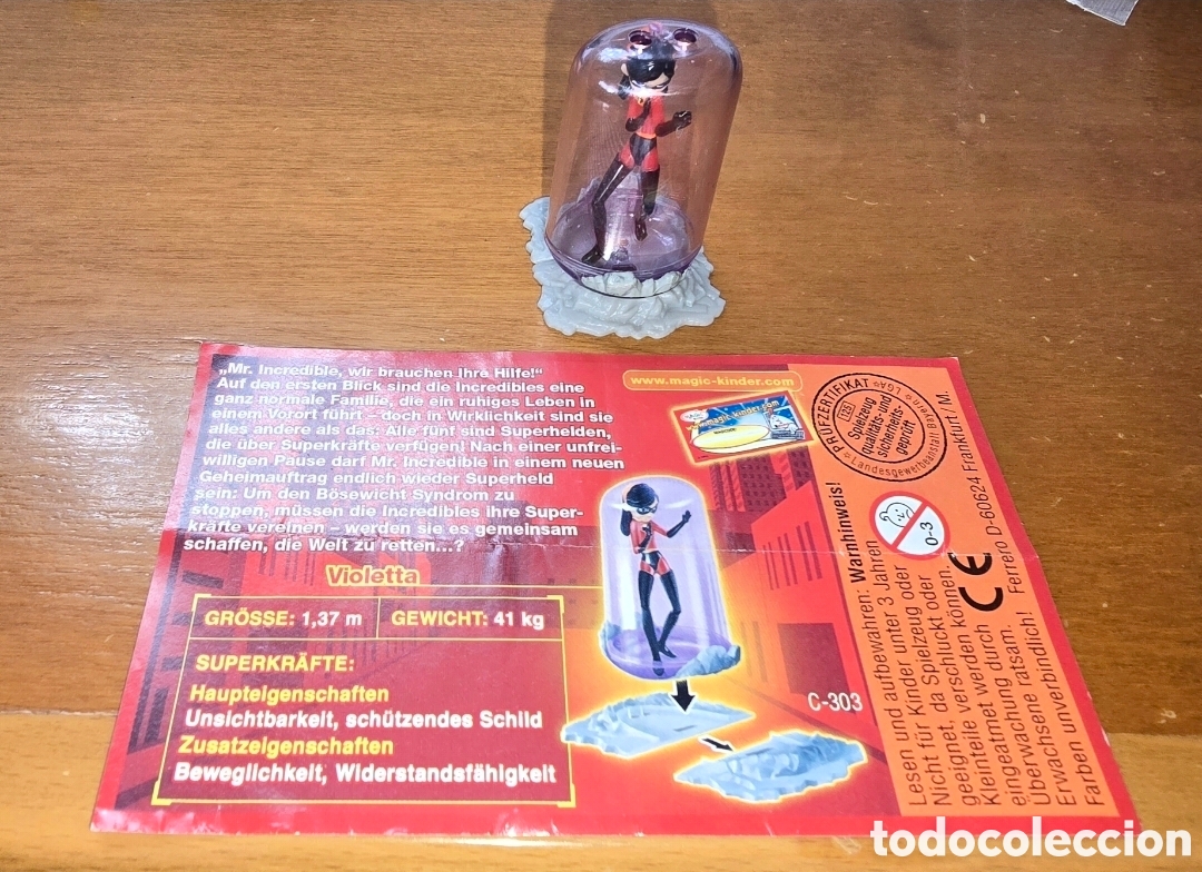 Figuras de goma Kinder: Figura kinder Los Incre&iacute;bles Violeta C-303 + bpz mu&ntilde;eco colecci&oacute;n Disney dibujos