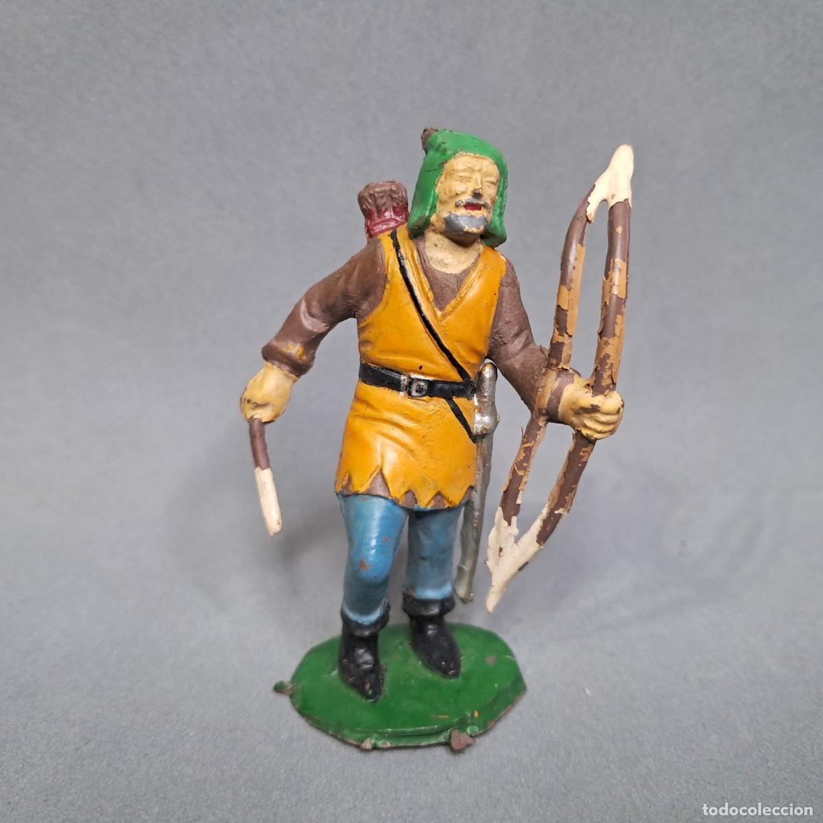Figuras de goma y PVC: Antigua figura de la colecci&oacute;n Robin Hood de NOVOPLAST, Arquero, a&ntilde;os 50 - 60