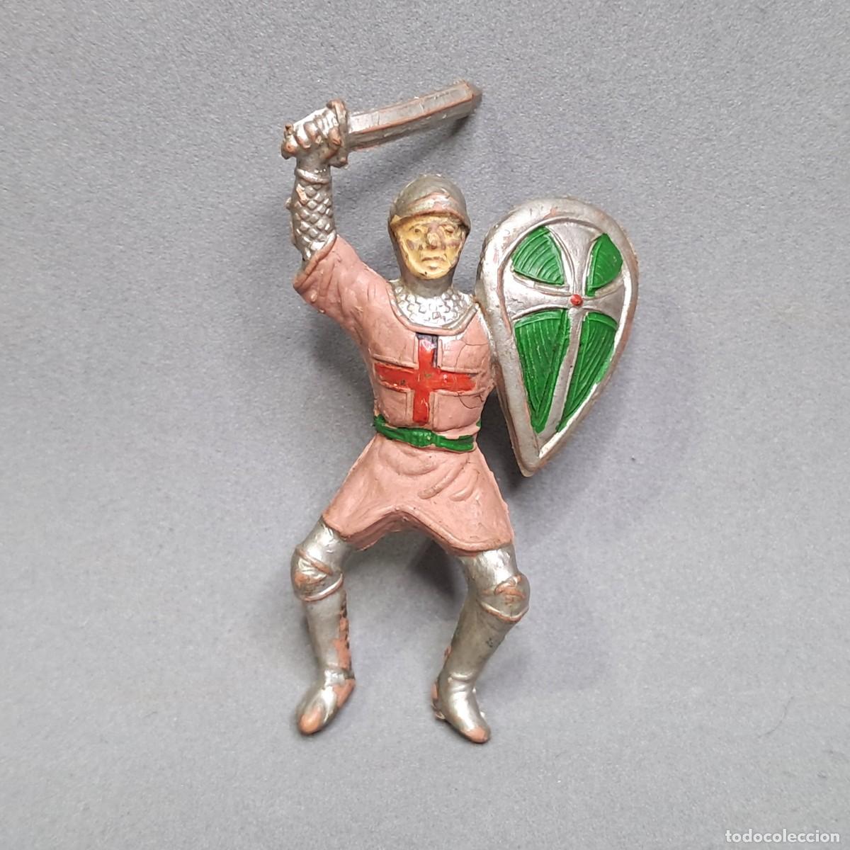 Figuras de goma y PVC: Antigua figura, colecci&oacute;n Cruzados de PECH, Caballero medieval cristiano con espada, a&ntilde;os 50 - 60