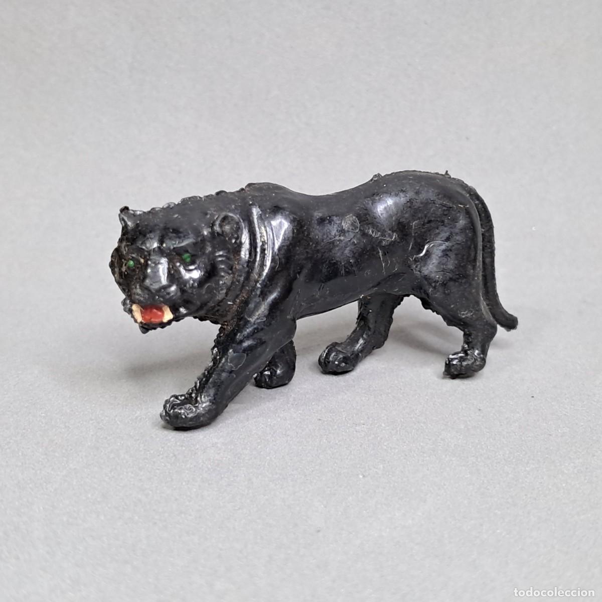 Figuras de goma y PVC: Antigua figura de una Pantera Negra de la serie Africa fabricada por LAFREDO, a&ntilde;os 50