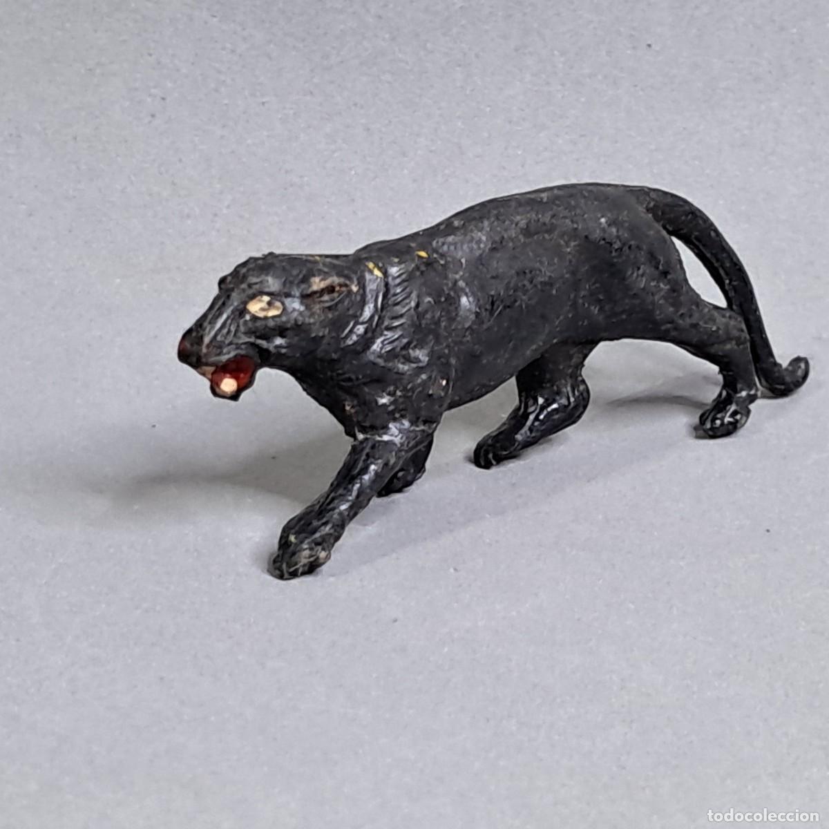 Figuras de goma y PVC: Antigua figura de Pantera Negra serie Fieras y Historia Natural y Circo Dir y Dor de JECSAN, a&ntilde;os 50