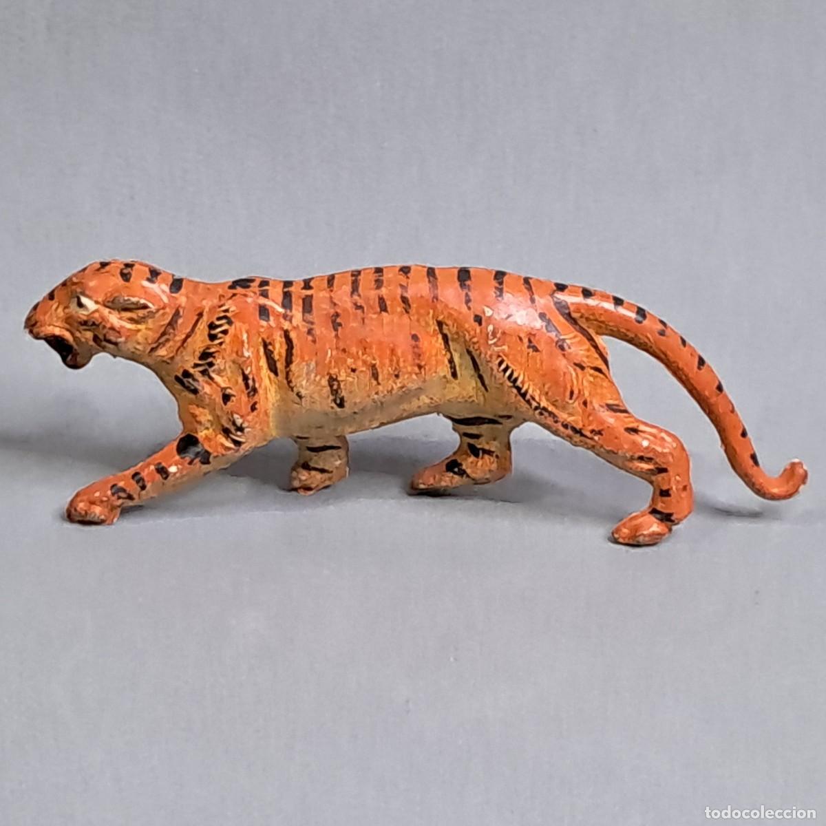 Figuras de goma y PVC: Antigua figura de un Tigre de la serie Fieras y Historia Natural y Circo Dir y Dor de JECSAN a&ntilde;os 50