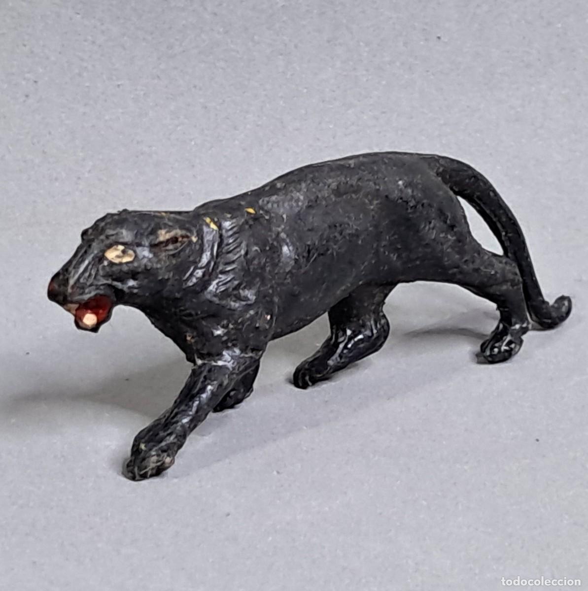 Figure di Gomma e PVC: Antigua figura de Pantera Negra serie Fieras y Historia Natural y Circo Dir y Dor de JECSAN, a&ntilde;os 50
