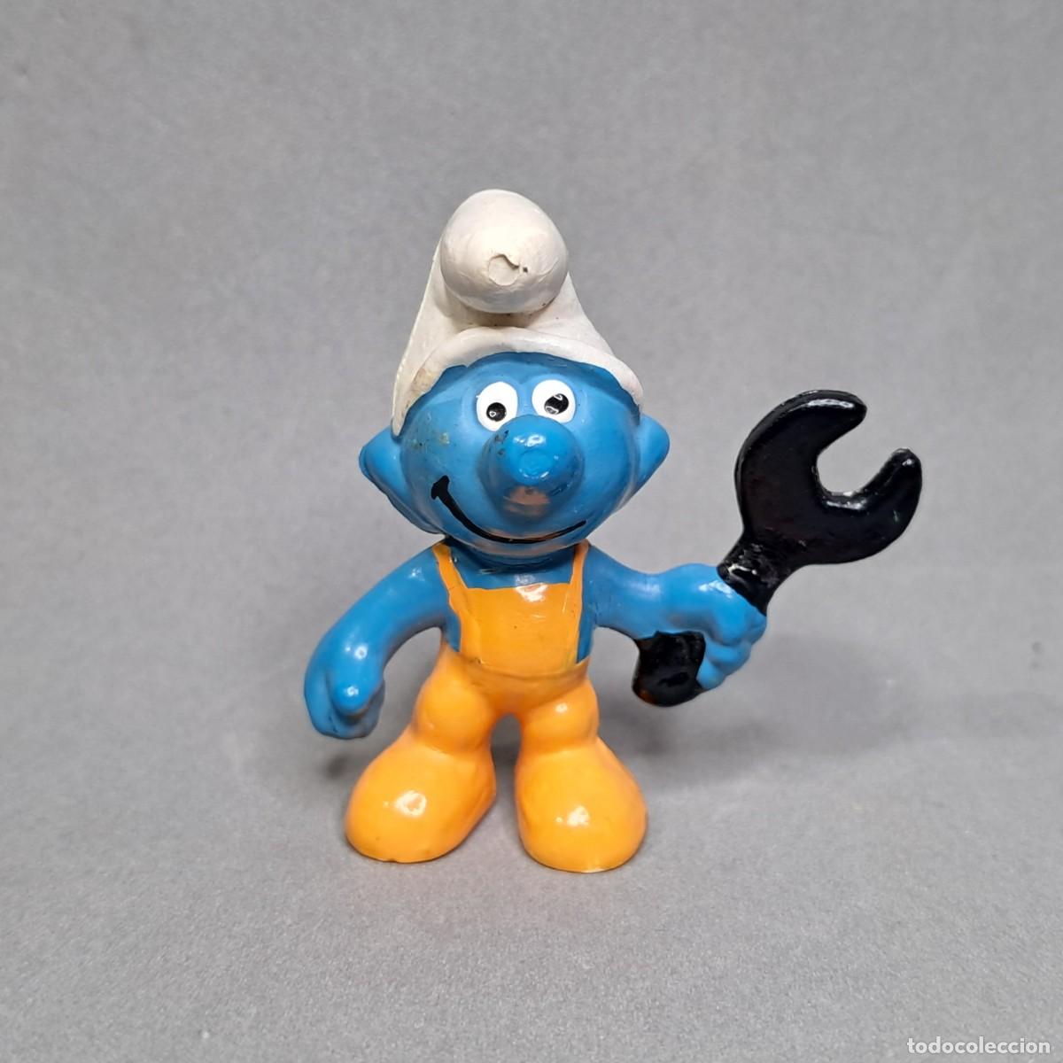 Schleich Rubber and PVC Figures: Antigua figura del Pitufo mec&aacute;nico de Schleich, referencia 20012 a&ntilde;o 1970.