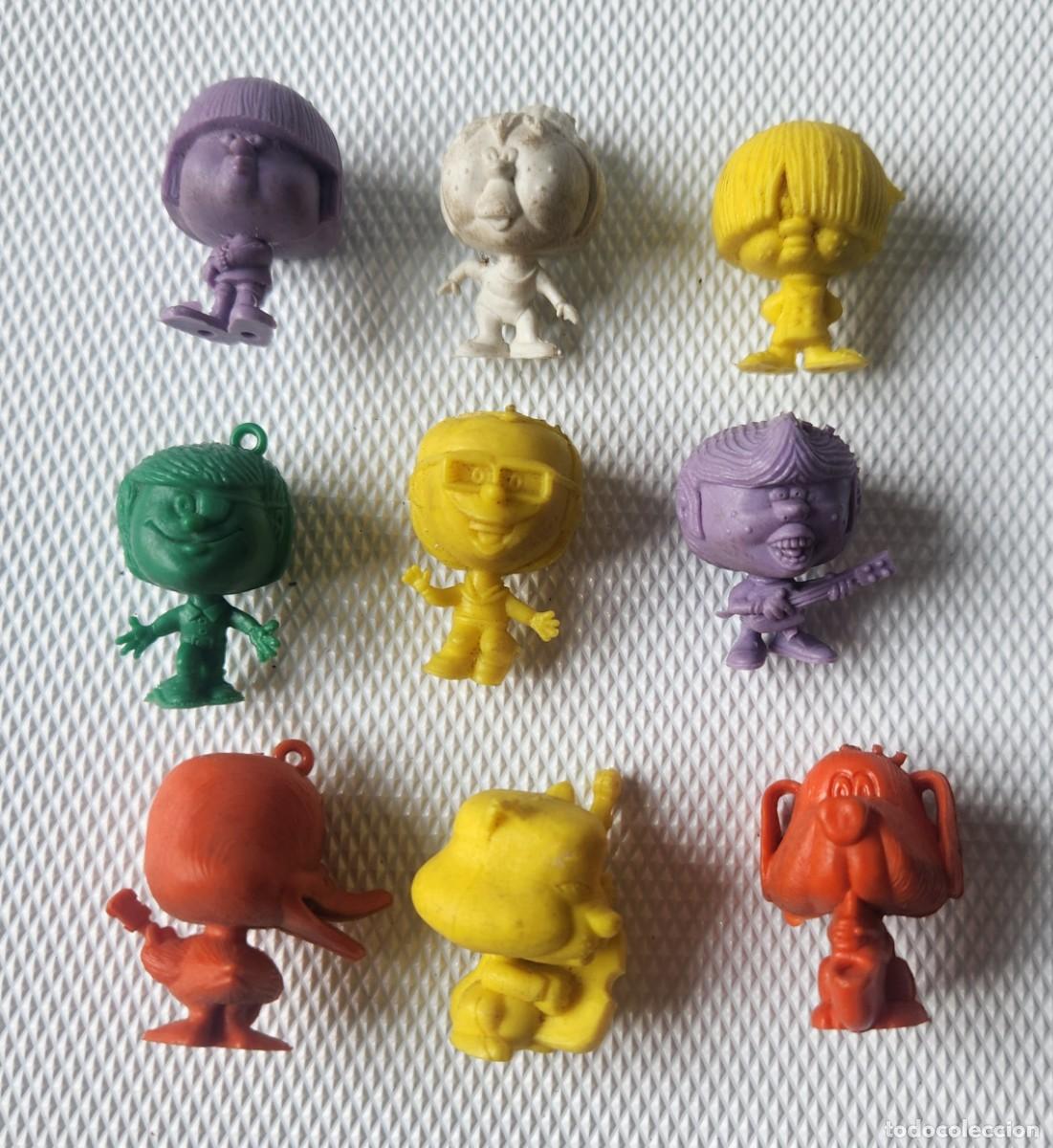 Figuras de goma y PVC: lote de 9 CABEZUDOS DUNKIN - todos diferentes -miniaturas monocrom&aacute;ticas