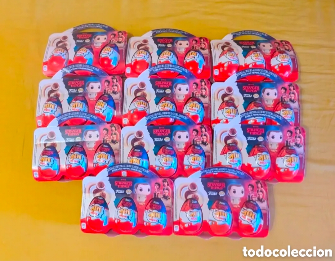 Figuras de goma Kinder: Lote Packs huevos Kinder Joy Stranger Things Funko Pop sin abrir. Netflix. &iquest;Will?