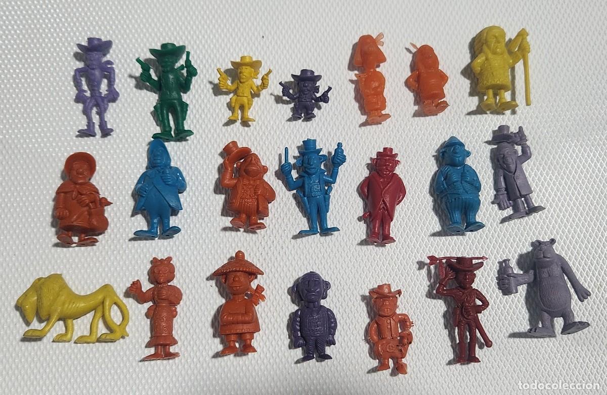 Figuras de goma y PVC: LUCKY LUKE lote de 21 miniaturas DUNKIN monocromaticas VINTAGE todos diferentes