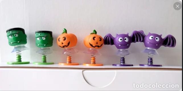 Figuras de goma y PVC: 6 figuras saltarinas de Halloween Murci&eacute;lago, calabaza, Frankenstein.