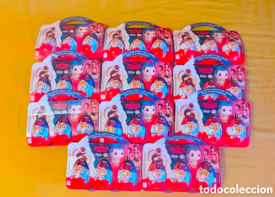 Figuras de goma Kinder: Lote Packs huevos Kinder Joy Stranger Things Funko Pop sin abrir. Netflix. &iquest;Will?