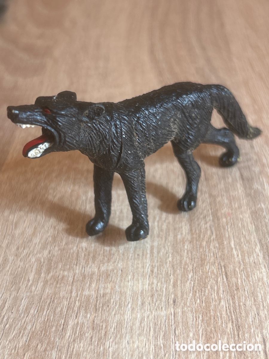 Figuras de goma y PVC: Figura antigua lobo de goma
