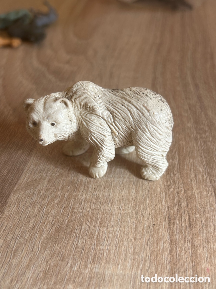 Figuras de goma y PVC: Oso polar blanco figura de goma antigua