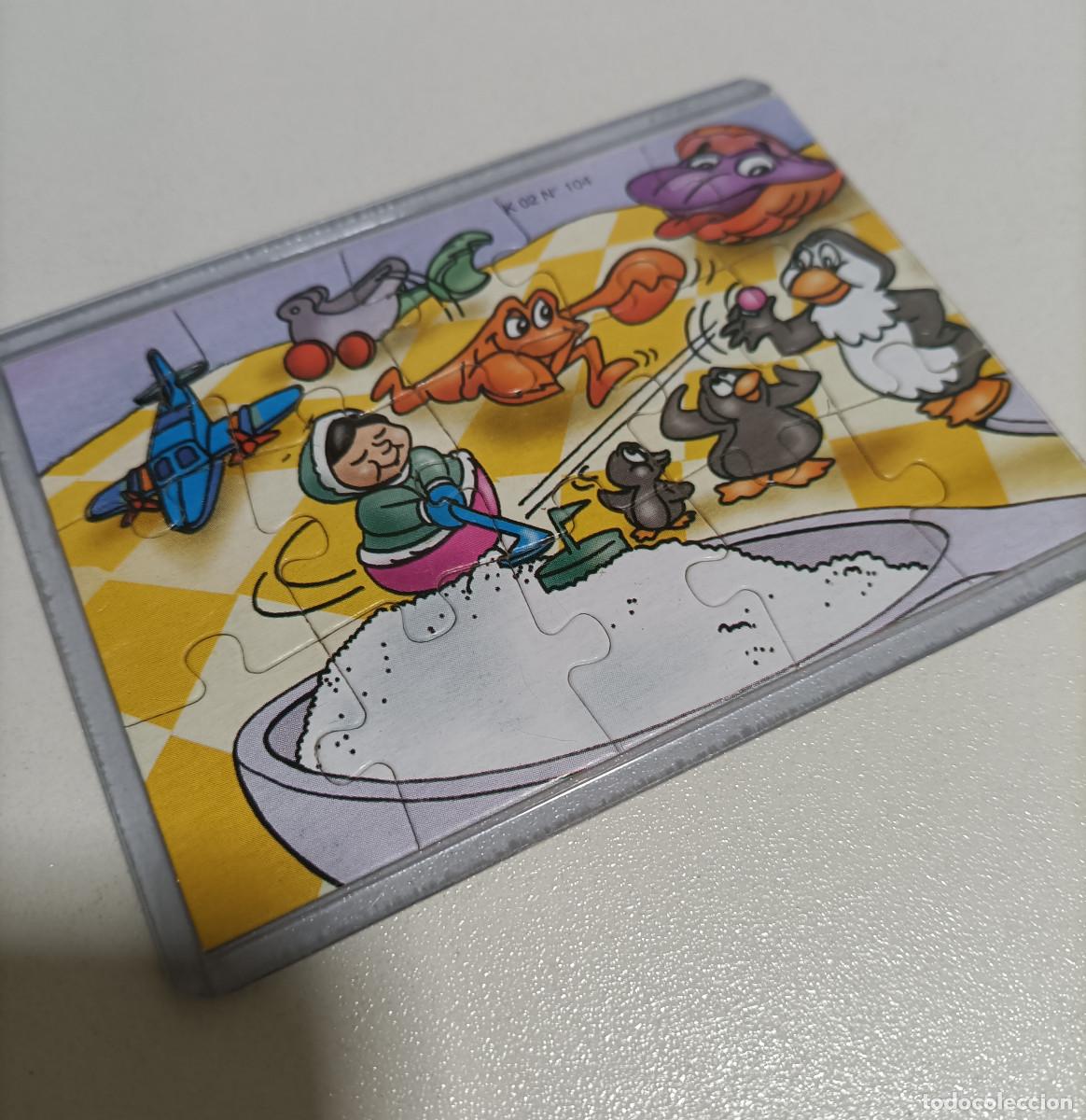 Figuras de goma Kinder: puzzle kinder antiguo funda puzle rompecabezas k02 02 104 esquimal avion ping&uuml;ino molusco