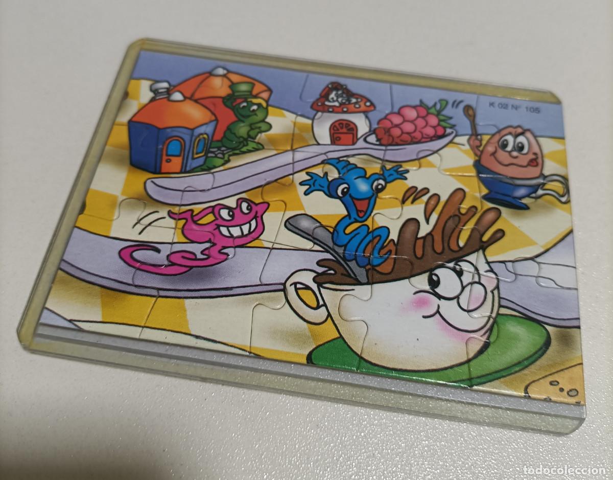 Figuras de goma Kinder: puzzle kinder antiguo funda puzle rompecabezas k02 02 105 taza cuchara fresa gusanito seta bpz papel